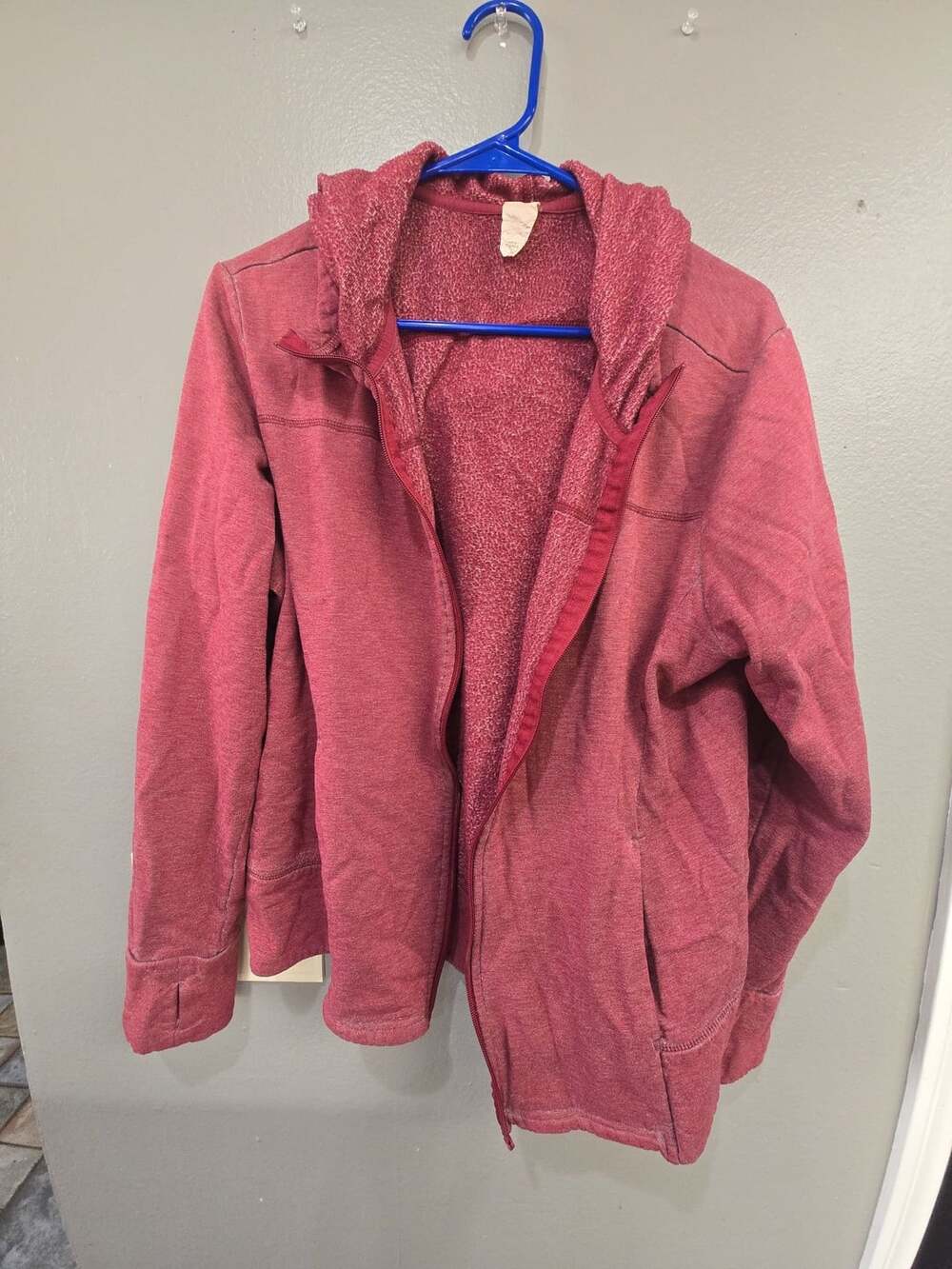 Danskin Full Zip Fleece Hoodie Maroon Red